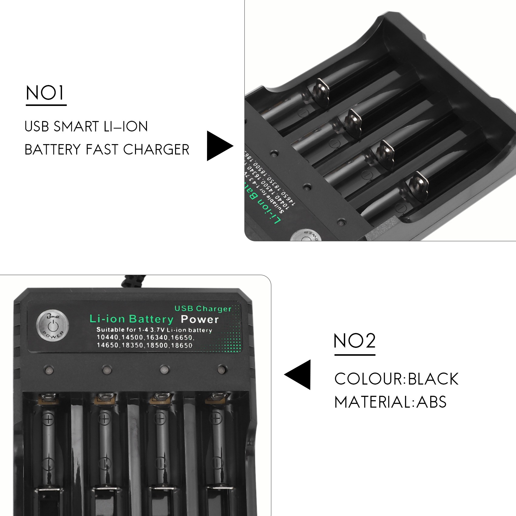 Compatible 18650 Lithium Batte - Usb Charger recension och pris