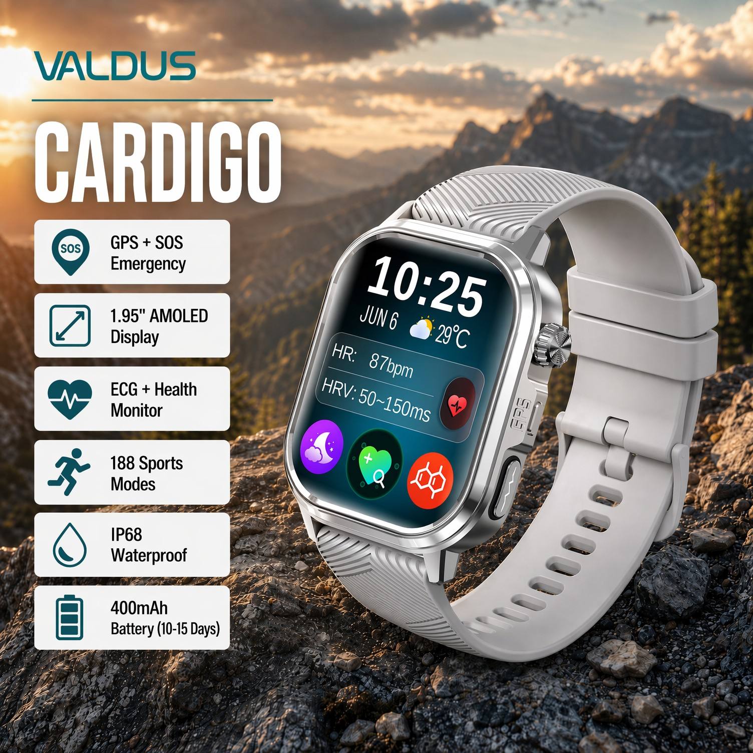 VALDUS CARDIGO Men Women ECG H - Smart Watch recension och pris