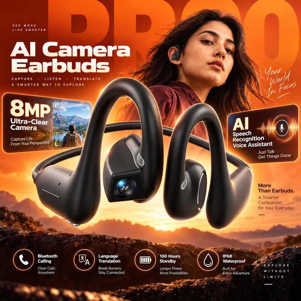 AI Smart Camera Earbuds Blueto - Wireless Charger recension och pris